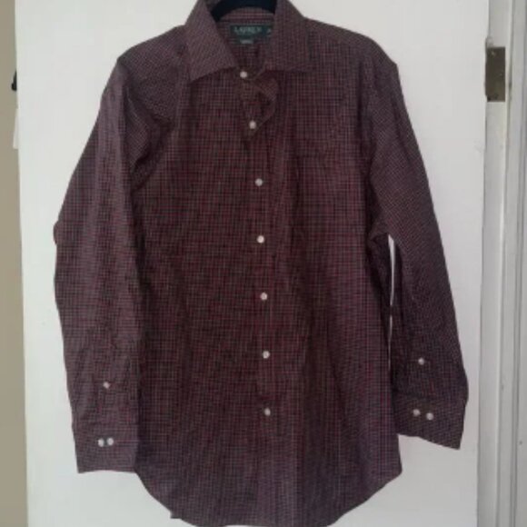 Lauren Ralph Lauren Men’s Shirt Size 16.5 Red Green Plaid Button Up Long Sleeve - Picture 1 of 8